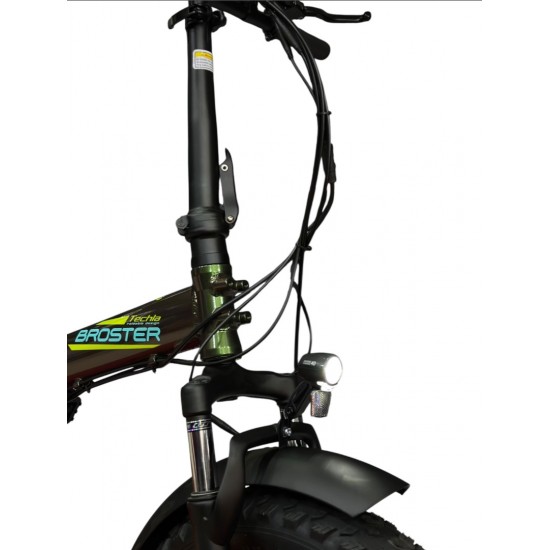 Broster Techla - Hidrolik Disk Fren - Elektrikli Katlanır Bisiklet - Metalik Yeşil
