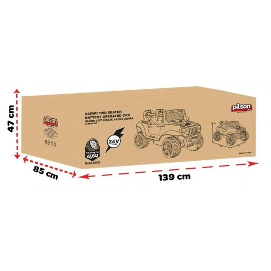 Pilsan Safari 24 Volt Çift Kişilik Akülü Araba Kumandalı 4x4