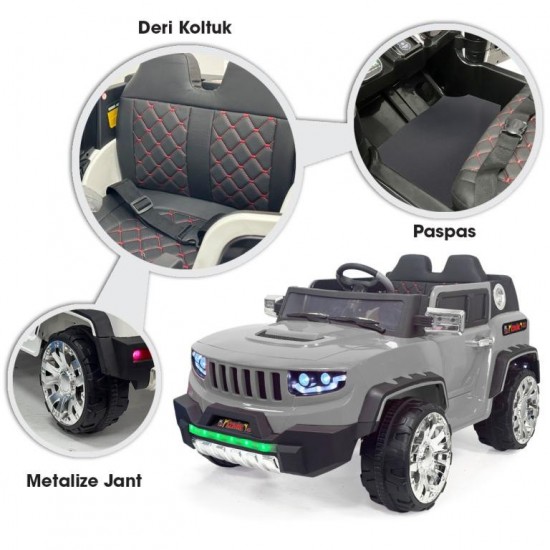 İznik 4x2 Kumandalı 50 KG Kapasiteli Akülü Jeep | Gri
