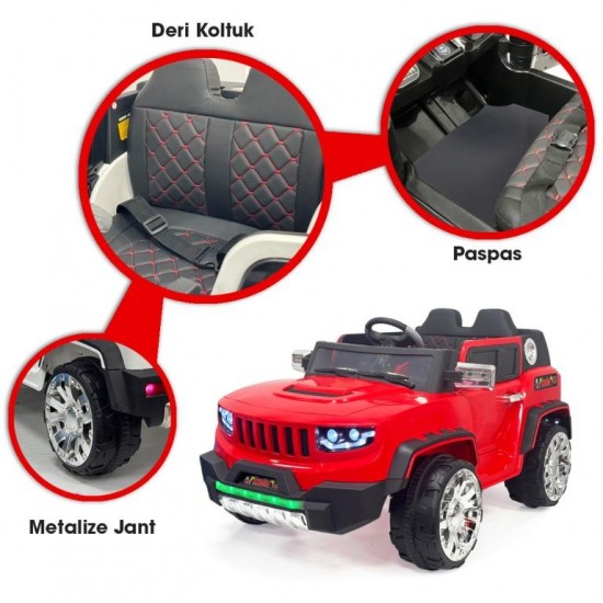İznik 4x2 Kumandalı 50 KG Kapasiteli Akülü Jeep | Kırmızı