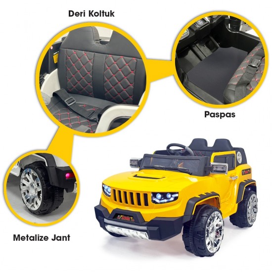 İznik 4x2 Kumandalı 50 KG Kapasiteli Akülü Jeep | Sarı