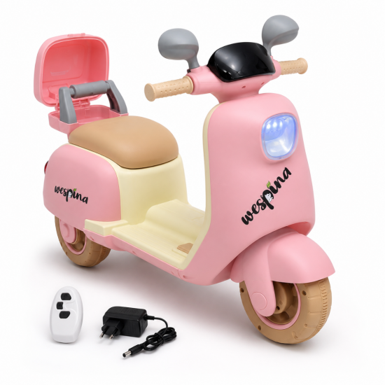 Vespa Wespina Uzaktan Kumandalı Akülü Çocuk Motoru - Pembe